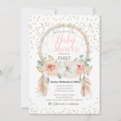 Roos Gold Dream-Catcher Boho Uitnodiging (Voorkant)