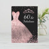 Roos Gold Dress Black 60 & Fabulous 60th Birthday Kaart (Staand voorkant)