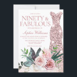 Roos Gold Dress Blush Floral 90th Birthday Party Kaart<br><div class="desc">Roos Gold Dress Blush Floral Womans 90th Birthday Party Invitation - Ook beschikbaar als digitale download Veel meer kledingvariaties en bloemarrangementen in het collectie (zie hieronder)</div>