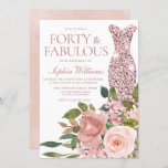 Roos Gold Dress & Blush Pink Flowers 40th Birthday Kaart<br><div class="desc">Roos Gold Dress & Blush Pink Flowers 40th Birthday Uitnodiging Zie passend collectie in Niche and Nest Store Veel bedankt</div>