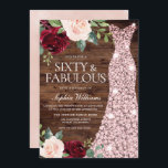 Roos Gold Dress Blush Rustic 60th Birthday Party Kaart<br><div class="desc">Roos Gold Dress Blush Rustic 60th Birthday Party Invitation Bekijk collectie in Niche en Nest Store</div>