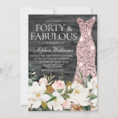 Roos Gold Dress Blush White Country 40e verjaardag Kaart (Voorkant)