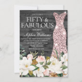 Roos Gold Dress Blush White Country 50e verjaardag Kaart (Voorkant)