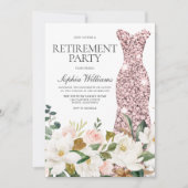 Roos Gold Dress Blush White Retirement Party Kaart (Voorkant)