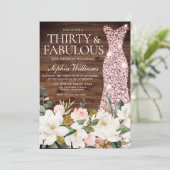 Roos Gold Dress Blush White Rustic 30th Birthday Kaart (Staand voorkant)