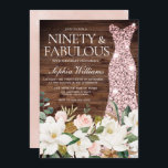 Roos Gold Dress Blush White Rustic 90th Birthday Kaart<br><div class="desc">Roos Gold Dress Blush White Rustic 90th Birthday Party Invitation Zie overeenkomend collectie in Niche en Nest Store</div>