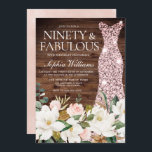 Roos Gold Dress Blush White Rustic 90th Birthday Kaart<br><div class="desc">Roos Gold Dress Blush White Rustic 90th Birthday Party Invitation Zie overeenkomend collectie in Niche en Nest Store</div>
