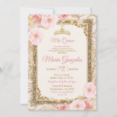 Roos Gold Dress Charra Mis Quince Uitnodiging (Voorkant)