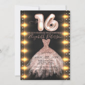 Roos Gold Dress Confetti Lights Sweet 16 Kaart (Voorkant)
