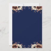 Roos Gold Dress Flowers Navy Blue Quinceañera Kaart (Achterkant)
