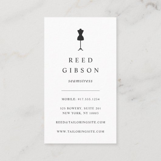 Roos Gold Dress-formulier | Seamstress Tailor Desi Visitekaartje (Achterkant)