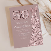 Roos Gold Dress Stoffig Roze 50ste Verjaardag Kaart