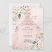 Roos Gold Dress Sweet 16 Blush Waterverf Flowers Kaart (Achterkant)