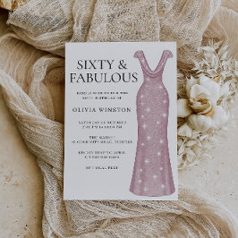 Roos Gold Dress Woman's 60ste verjaardagsfeestje Kaart