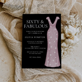Roos Gold Dress Woman's Black 60ste verjaardagsfee Kaart