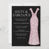 Roos Gold Dress Woman's Black 60ste verjaardagsfee Kaart (Voorkant)
