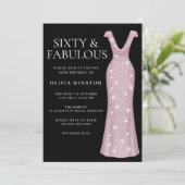 Roos Gold Dress Woman's Black 60ste verjaardagsfee Kaart (Staand voorkant)