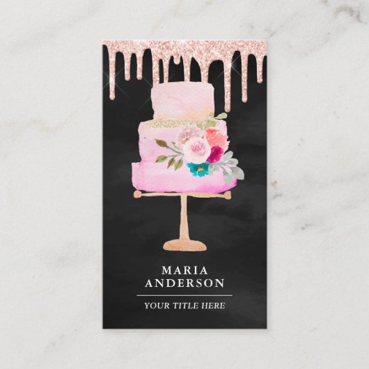 Roos Gold Drids Floral Cake Pastry Chef Bakery Visitekaartje (Voorkant)