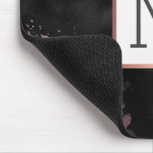 Roos Gold Drip Black Girly Monogram Muismat (Hoek)