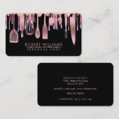 Roos Gold Drip Chef Kitchen Tools Glitter Faux Visitekaartje (Voorkant / Achterkant)