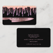 Roos Gold Drip Chef Kitchen Tools Knife Glitter Visitekaartje (Voorkant / Achterkant)