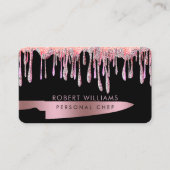 Roos Gold Drip Chef Kitchen Tools Knife Glitter Visitekaartje (Voorkant)