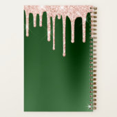 Roos Gold Drip Glitter Emerald Diary - Aangepaste  Notitieboek (Achterkant)
