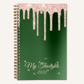 Roos Gold Drip Glitter Emerald Diary - Aangepaste  Notitieboek (Voorkant)