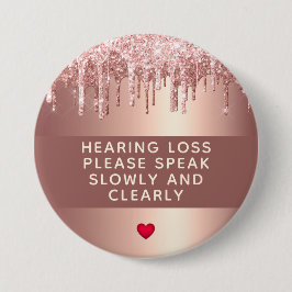 Roos Gold Drip Heart Hearing Verlies 3 inch Ronde Button 7,6 Cm
