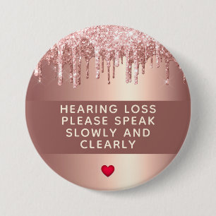 Roos Gold Drip Heart Hearing Verlies 3 inch Ronde Button 7,6 Cm