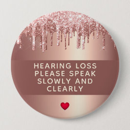 Roos Gold Drip Heart Hearing Verlies 4 inch Ronde Button 4,0 Cm