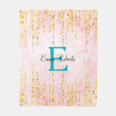 Roos Gold Drip Monogram Deken (Voorkant)