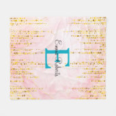 Roos Gold Drip Monogram Deken (Voorkant (Horizontaal))