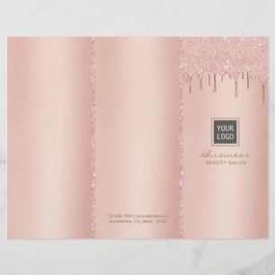 Roos Gold Dripping Beauty Salon Tri-Fold Bruchures