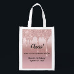 Roos Gold Dripping Glitter 21st Birthday Favor Bag Boodschappentas<br><div class="desc">Voeg deze roos gouddruppelmini toe aan herbruikbare kruidzakken en maak partijvrijheidzakken. Bekijk ons Roos Gold Dripping Glitter collectie. De tekst kan worden gewijzigd in drie regels van wat u maar wilt. Dit zou geweldig zijn voor de verjaardag,  en vrijgezellenfeesten.</div>