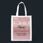 Roos Gold Dripping Glitter 21st Birthday Favor Bag Boodschappentas<br><div class="desc">Voeg deze roos gouddruppelmini toe aan herbruikbare kruidzakken en maak partijvrijheidzakken. Bekijk ons Roos Gold Dripping Glitter collectie. De tekst kan worden gewijzigd in drie regels van wat u maar wilt. Dit zou geweldig zijn voor de verjaardag,  en vrijgezellenfeesten.</div>