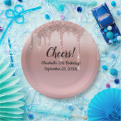 Roos Gold Dripping Glitter 21ste verjaardag Papieren Bordje (Feest)