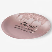 Roos Gold Dripping Glitter 21ste verjaardag Papieren Bordje (Gekanteld)