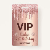 Roos Gold Dripping Glitter & Diamond Birthday Badge (Achterkant)