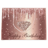 Roos Gold Dripping Glitter & Diamond Birthday Groot Cadeauzakje (Voorkant)