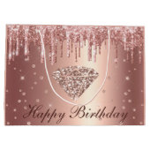 Roos Gold Dripping Glitter & Diamond Birthday Groot Cadeauzakje (Achterkant)