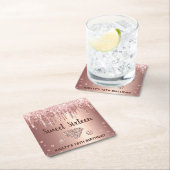 Roos Gold Dripping Glitter & Diamond Sweet 16 Kartonnen Onderzetters (Insitu)