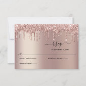 Roos Gold Dripping Glitter druppelt bruisend huwel RSVP Kaartje (Voorkant)