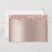 Roos Gold Dripping Glitter druppelt bruisend huwel RSVP Kaartje (Achterkant)