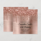 Roos Gold Dripping Glitter en Folie 40e Verjaardag Kaart (Voorkant / Achterkant)