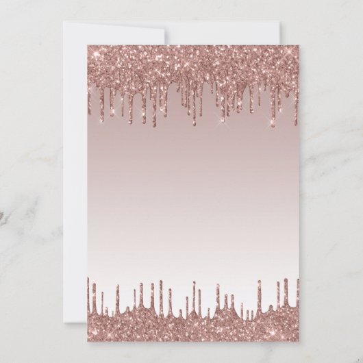 Roos Gold Dripping Glitter Glam Sweet 16 Verjaarda Kaart (Achterkant)