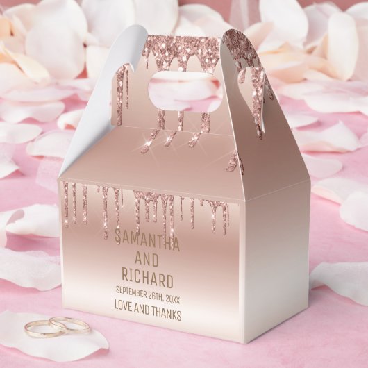 Roos Gold Dripping Glitter Metallic Shine Bedankdoosjes (Huwelijk)