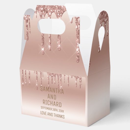 Roos Gold Dripping Glitter Metallic Shine Bedankdoosjes (Geopend)