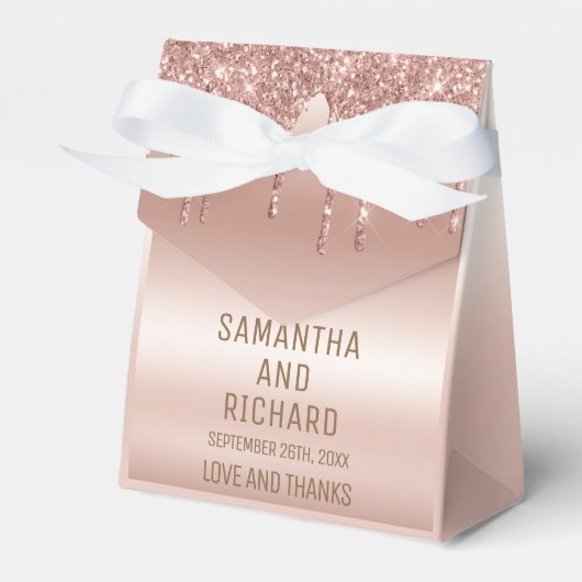 Roos Gold Dripping Glitter Metallic Shine Bedankdoosjes (Voorkant Zijde)