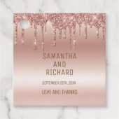Roos Gold Dripping Glitter Metallic Shine Bedankjes Labels (Voorkant)